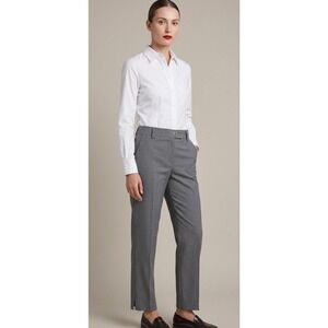 Carlisle Collection Grey Wool High-Rise Trousers